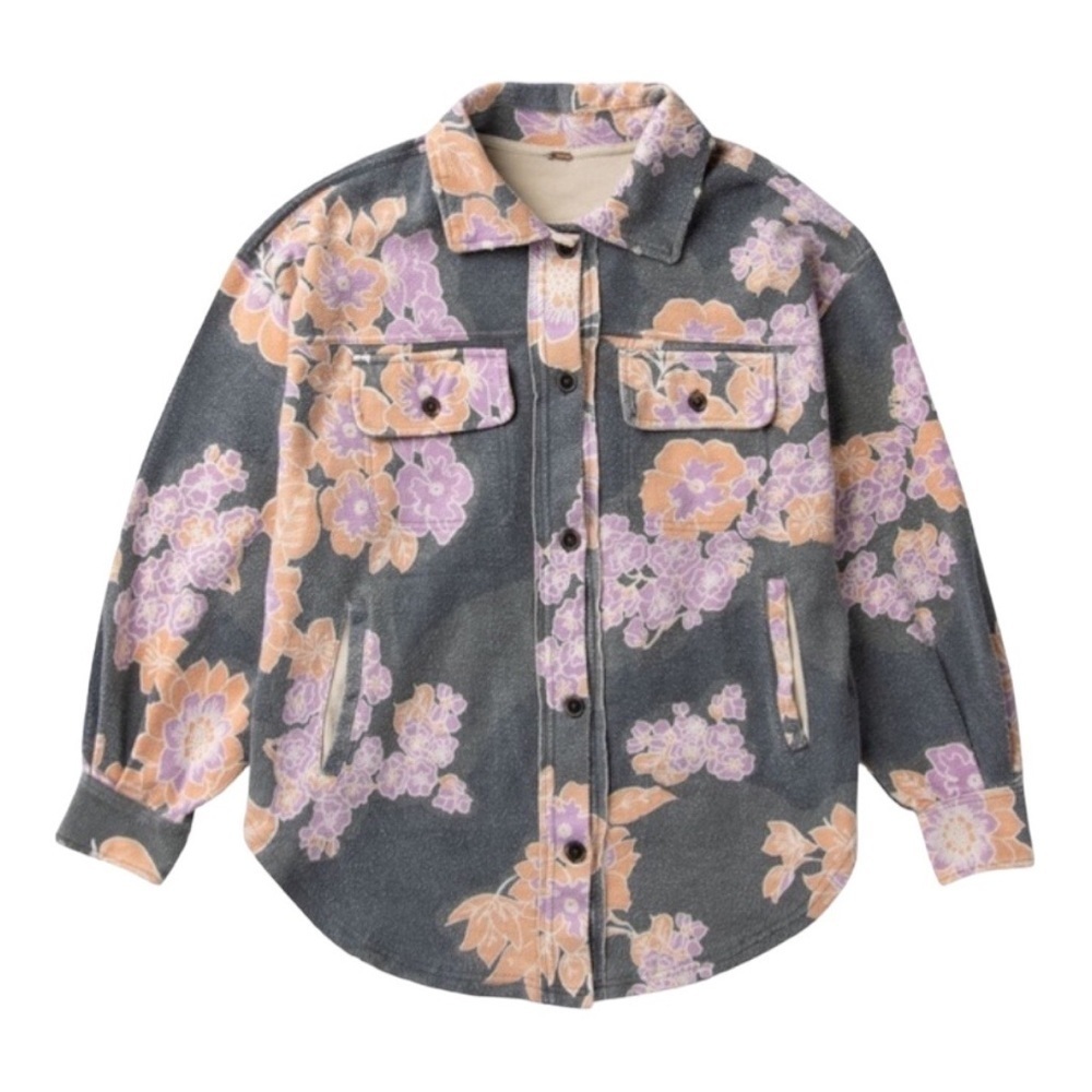 NEW Free People Ruby Jacket Oversized Shirt Shacket Charcoal Combo - Large - Picture 5 of 10